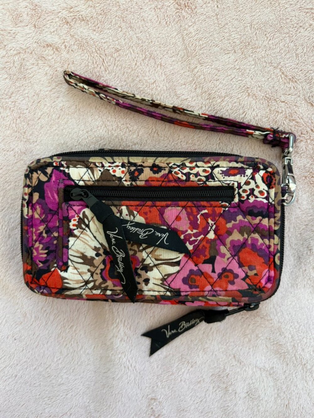Vera Bradley Rosewood Smartphone Wristlet Floral Zip Around 6" x 4" Wallet - Picture 5 of 11